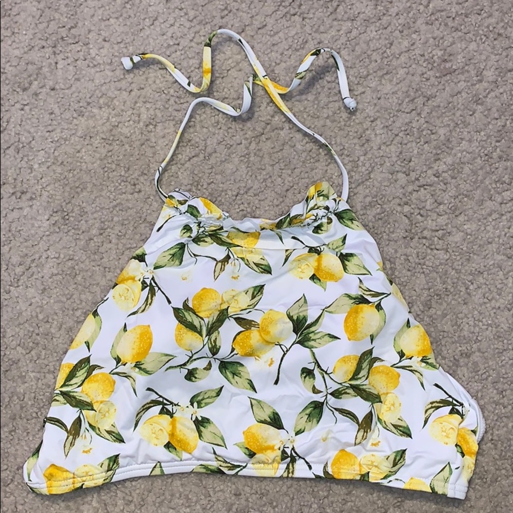 NEVER WORN Bikini top. Lemon detailing